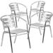 Flash Furniture Lila Heavy-Duty Aluminum Commercial Indoor/Outdoor Restaurant Stack Chairs With Triple Slat Back Gray Set Of 4 Chairs