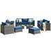 Ovios 12 Pieces Outdoor Patio Furniture Set All-Weather Patio Conversation Set Wicker Outdoor Sectional Sofa with Furniture Cover No Assembly Required