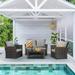 Superjoe Outdoor Furniture Sets 4 Pcs Patio Wicker Conversation Set Rattan Sofa with Coffee Table and Cushions Gary