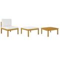 Suzicca 3 Piece Patio Set with Cushions Solid Acacia Wood