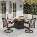 Sophia&William 5 Pieces Outdoor Patio Furniture Set Swivel Chairs and Fire Pit Table Set