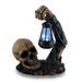 Sinister Skull Holding LED Solar Lantern Outdoor Decoration