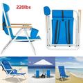 Goorabbit Blue Folding Beach Chairs For Outdoors Portable Backpack Beach Chair with Cup Holder and Adjustable Headrest for Camping Pool 220lbs Weigh Capacity