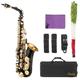 Muslady Saxophone Black Paint E-flat Sax for Beginner Student Intermediate Player Brass Eb Alto Saxophone with Mouthpiece Carrying Case Cleaning Cloth Brush Sax Straps