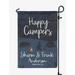 Printtoo Dusty Blue Happy Campers Campsite Personalized Camping Flags For Campers Double Sided CampsiteFlagOutdoor GardenFlags