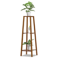 MoNiBloom Bamboo 3 Tiers Trapezoid Plant Stand Flower Storage Rack Display Shelf Brown for Garden
