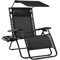 Best Choice Products Folding Zero Gravity Recliner Patio Lounge Chair w/ Canopy Shade Headrest Side Tray - Black