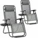 Set of 2 Zero Gravity Chairs Portable Lounge Patio Chairs Folding Zero Gravity Recliner with Pillow & Cup Holder for Patio Poolside Camping Gray