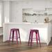 Merrick Lane Purple 30 High Backless Metal Bar Height Stool with Square Seat for Indoor-Outdoor Use