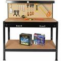 Steel Workbench Tool Storage Work Table Multi-Function Work Bench Workbenches with Drawer and Peg Board (H63â€œxW48 xD24 )