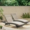 Sydney Outdoor Brown Wicker Adjustable Chaise Lounge with Cushions Set of 2 Charcoal