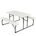 Gymax Folding Picnic Table & Bench Set for Camping BBQ w/ Steel Frame White