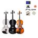 Glarry 4/4 Solid Wood EQ Violin Case Bow Violin Strings Shoulder Rest Electronic Tuner Connecting Wire Cloth Black