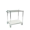 21 Deep x 42 Wide x 39 High 2 Tier Chrome Shelf Cart with 1 Wire Shelf & 1 Solid Shelf