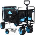 Collapsible Heavy Duty Folding Wagon Cart Utility Wagon All Terrain Beach Wheels Adjustable Handle Large Capacity Rolling Buggies Outdoor Garden cart for Beach Camping Shopping Sports