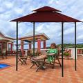 Outdoor Canopy Gazebo 8 x 5 Ft Grill Gazebo Hardtop for Backyard Patio Gazebo Clearance 2-Tier Barbecue Canopy Shelter Gazebo Tent with Bottle Opener Iron Mesh Shelves and Hooks B3495