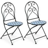 Gymax Set of 2 Folding Patio Bistro Chairs Mosaic Chairs Outdoor Dining Chairs
