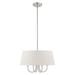 Livex Lighting Belclaire 4-Light Oatmeal Shade Pendant Chandelier - 18 Dia. x 19.5 -49.5 Adj. H - 18 Dia. x 19.5 -49.5 Adj. H Brushed Nickel Brushed