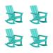 WestinTrends Ashore Patio Rocking Chairs Set of 4 All Weather Poly Lumber Plank Adirondack Rocker Chair Modern Farmhouse Outdoor Rocking Chairs for Porch Garden Backyard and Indoor Turquoise
