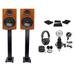 (2) Rockville DPM6C 6.5 420w Dual Studio Monitors+36 Stands+Headphones+Mic