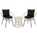 Flash Furniture Devon 3-Piece Rattan Bistro Chairs and Side Table Tan/Black