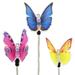 Exhart 3 Piece Fiber Optic Butterfly Stake Assortment with Color Changing LED bodies and stakes lined with LED Lights 4 by 16 inches Plastic Multicolor