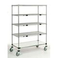 18 Deep x 60 Wide x 92 High 1200 lb Capacity Mobile Unit with 4 Wire Shelves and 1 Solid Shelf