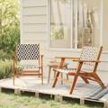 Anself 2 Piece Garden Chairs with Poly Rattan Seat Acacia Wood Outdoor Lounge Chair for Patio Backyard Lawn Balcony Outdoor Furniture 25.6 x 31.9 x 28.9 Inches (W x D x H)