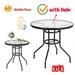 BIG PROMOTION! Outdoor Dining Table With Umbrella Hole Outdoor Dining Table Square Toughened Glass Table Yard Garden Glass Table(31.5x31.5x28.3 Black)