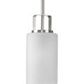 League Collection One-Light Brushed Nickel and Etched Glass Modern Farmhouse Mini-Pendant Hanging Light