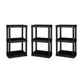 Hyper Tough 20.07 W x 12 D x 32 H 3-shelf Plastic Garage Shelves Black 3 Count 60 lbs per shelf Adult