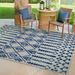 Leick Home 594929 Cusp Gray with Blue Moroccan Pattern Indoor Outdoor Area Rug Runner 2 x8 4 x6