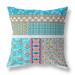 HomeRoots 410981 18 in. Patch Indoor & Outdoor Zippered Throw Pillow Turquoise & White