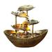 Catinbow Small Waterfall Fountain Indoor - Indoor 4-Tier Lotus Leaf Relaxation Tabletop Fountain Automatic Pump with Power Switch 10 H Small Desk Fountain for Home Office Relaxation