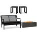 Home Square 4-Piece Set with Fire Table Patio Loveseat & 2 End Tables