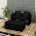 Andoer 3 Piece Garden Set with Cushions Poly Rattan Black