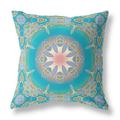 HomeRoots 410947 20 in. Jewel Indoor & Outdoor Zippered Throw Pillow Blue Gold & Green