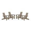 DuroGreen Aria Adirondack Chairs Made With All-Weather Tangentwood Set of 4 Oversized High End Patio Furniture for Porch Lawn Deck Fire Pit No Maintenance Made in the USA Weathered Wood