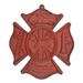 Firefighting Firemans Cross Hanging Wall Plaque Red Cast Iron 7.75 Wide by Flag Emotes