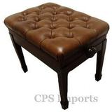 CPS Genuine Leather Pillow Top Adjustable Artist Piano Bench in Walnut