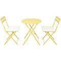 3 Piece Patio Set Outdoor Folding Bistro Set Balcony Conversation Set with Folding Round Table and Chairs Patio Metal Furniture Sets for Garden Yard Deck Yellow