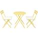 SYNGAR 3 Piece Patio Bistro Set Metal Folding Outdoor Furniture Sets Balcony Conversation Set with Folding Round Table and Chairs Yellow