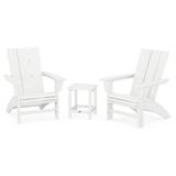 POLYWOOD Modern 3-Piece Curveback Adirondack Set with Long Island 18 Side Table in White