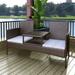 2-Seater Garden Sofa with Tea Table Poly Rattan Brown