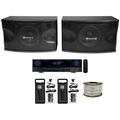 (2) Rockville KPS80 8 Karaoke Vocal Speakers+Bluetooth Amplifier Mixer+(2) Mics + Rockville R14GSBR100 Red/Blk 14 Gauge 100 Ft. Mini Spool Car Audio Speaker Wire