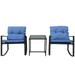 Myron 3-Piece Reliable Bistro Garden Furniture Set -2 Relaxing Chairs With Attractive Glass Coffee Table - Dark Blue