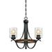 Westinghouse 6331800 Barnwell Three-Light Indoor Chandelier Textured Iron and Barnwood Finish with Clear Hammered Glass