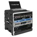 Sound Town Lightweight 10U PA DJ Rack/Flight/Road Case with 9U Rack Space ABS Construction 19 Depth Retractable Handle Wheels and Heavy-Duty Latches (STRC-A10UT)