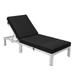 LeisureMod Chelsea Modern Weathered Grey Aluminum Outdoor Chaise Lounge Chair with Black Cushions