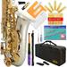 Lazarro Professional Silver Body-Gold Keys Eb E Flat Alto Saxophone Sax with 11 Reeds Case & Many Extras - 360-2C